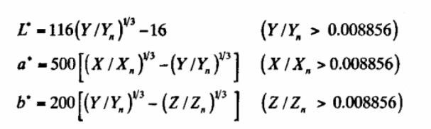 L和色品坐標(biāo)a、b的計(jì)算公式