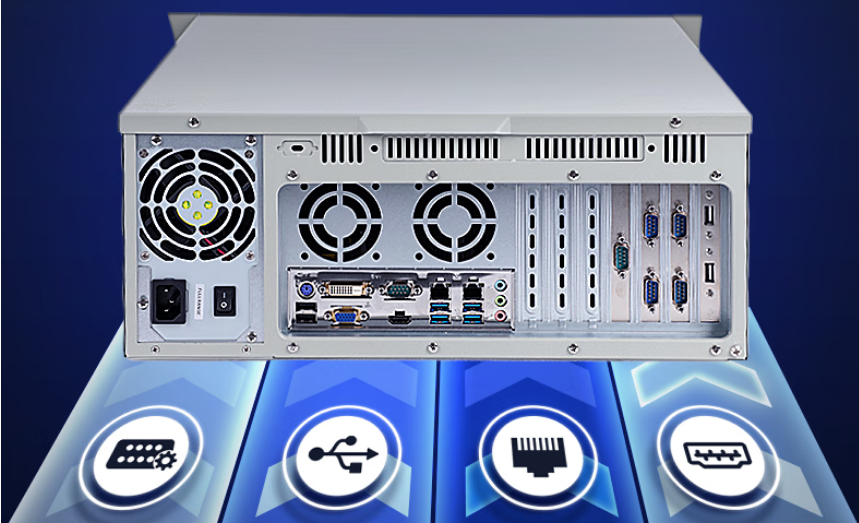 　該產(chǎn)品配置了6個串口，13個USB口（內(nèi)置3個），2個Intel網(wǎng)口以及VGA+DVI+HDMI。接口豐富，種類齊全滿足日常工業(yè)需求，給用戶需求提供了多方面的保障。