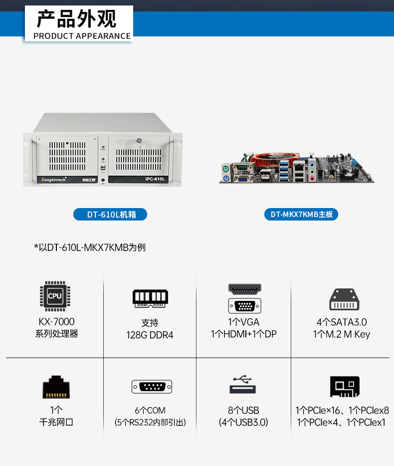 東田4U國(guó)產(chǎn)化工控機(jī),兆芯KX-7000系列CPU,原生支持麒麟/UOS系統(tǒng),DT-610L-MKX7KMB.jpg